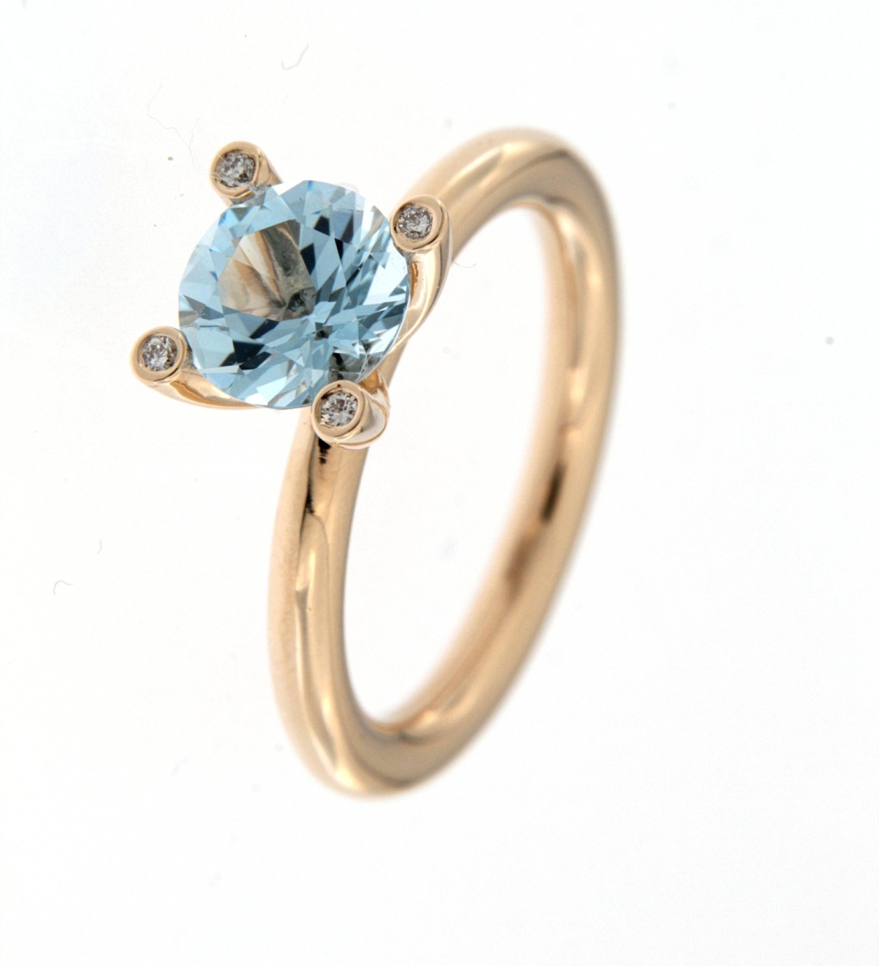 Beste Rosegouden Bron Phlox ring met aquamarijn en diamant - Kopmels ZS-24