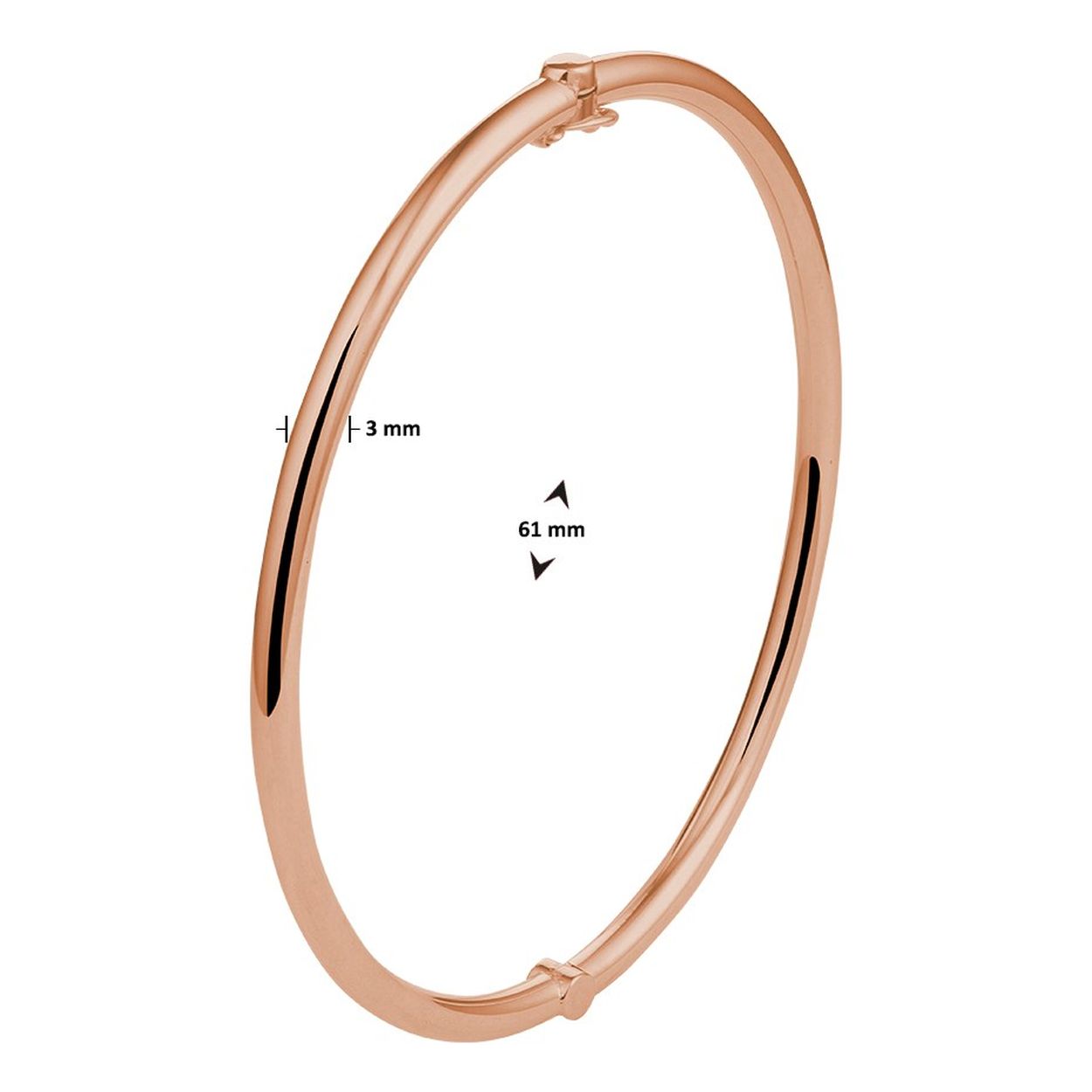 14 karaat rosegouden slavenband 3mm bol