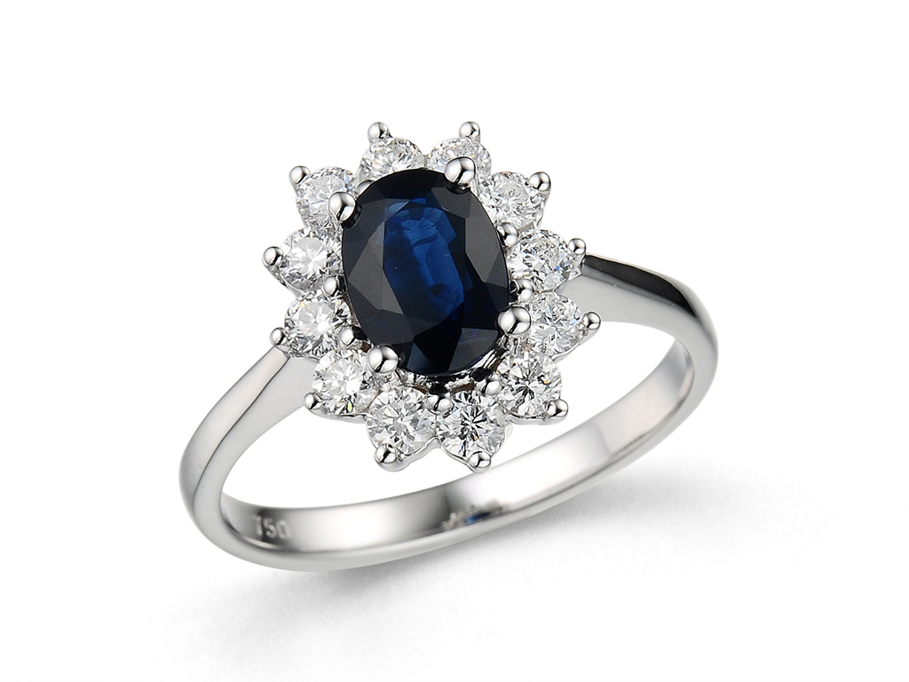 Geladen creëren volwassene 14 karaat witgouden ring lady di met diamant en saffier · Kopmels Juwelier  Doetinchem