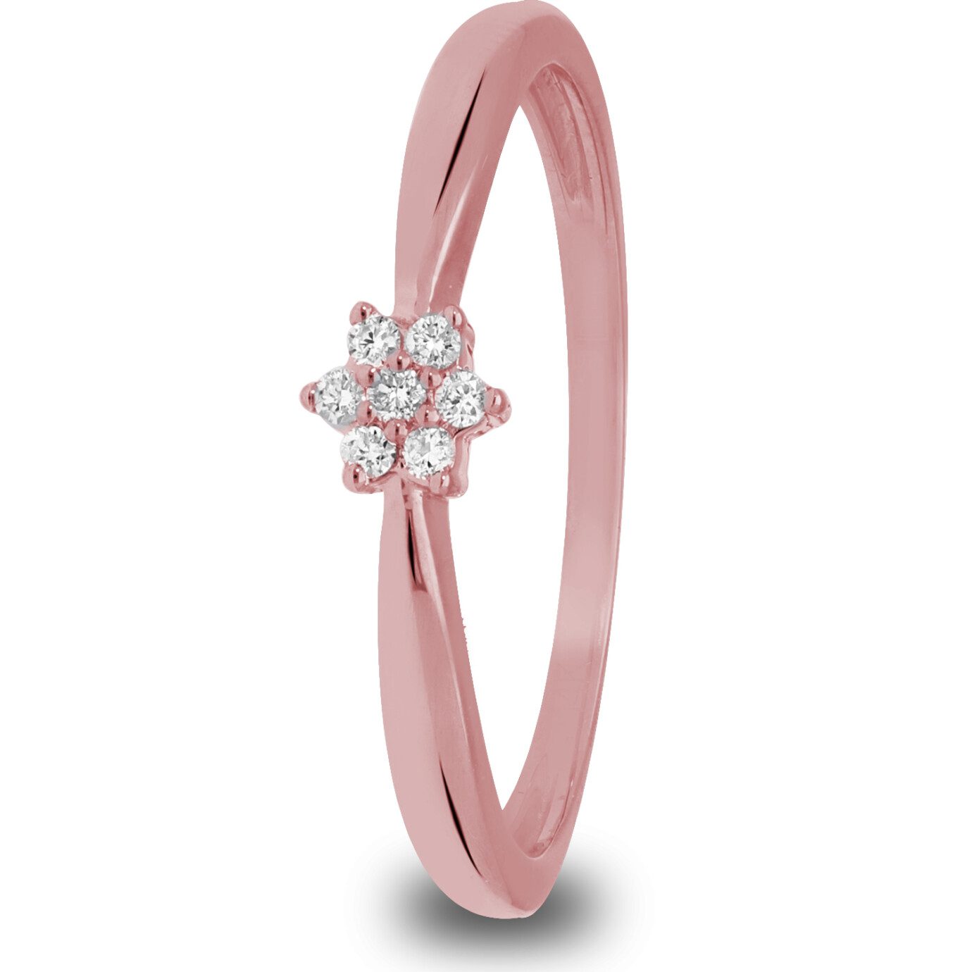 14 karaat rosegouden ring met diamant 7 diamantjes