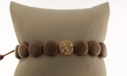 Bruine keramiek armband met rose goud en diamant