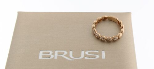 Brusi rosegouden ring, Polky collectie, met champagne diamant