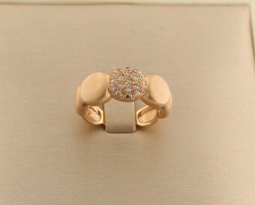 Brusi mat rosegouden ring, Polky collectie, champagne diamant
