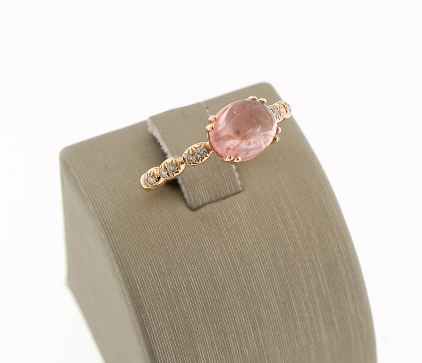 Brusi ring Polkino & Dune, rosegoud met roze tourmalijn en champagne diamant