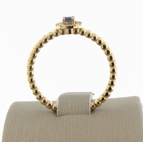 Brusi geelgouden ring met blauw saffier en diamant