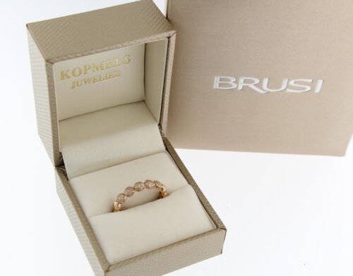 Brusi rosegouden ring, Polky collectie, met champagne diamant