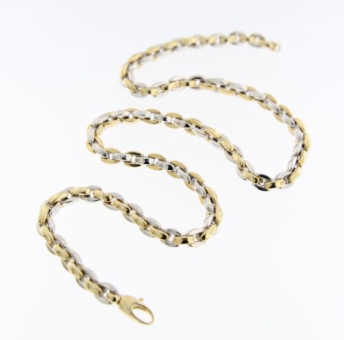 Juwelier sieraden Fantasie collier, 14 karaat, bi color, 47 cm