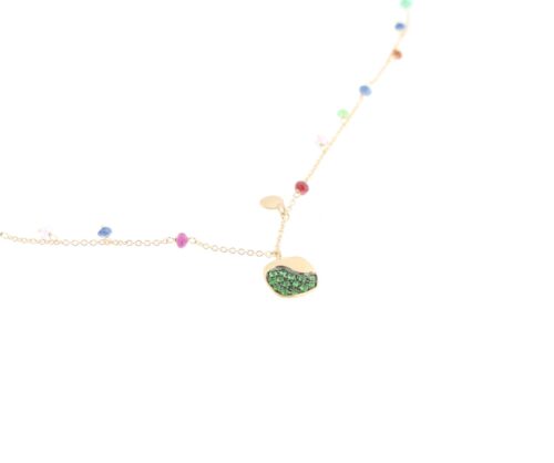 Brusi, rosegouden collier “Yuki” diverse kleuren saffier