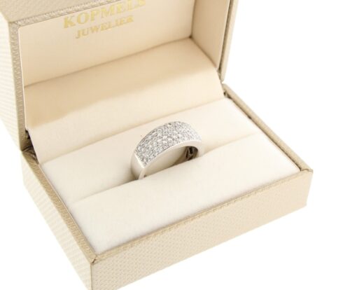 PRE OWNED 14 karaat witgouden ring pave gezet 100 x 0.01 ct SI