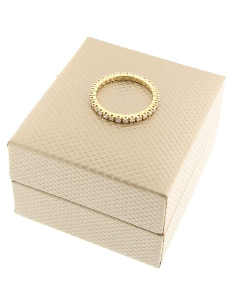 PRE OWNED 14 karaat gouden alliance ring met briljanten