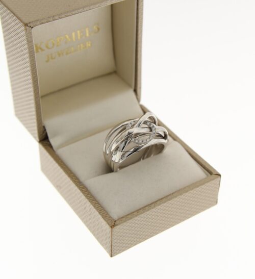 PRE OWNED, Witgouden ring met diamant cirkel 20 x 0.01 crt