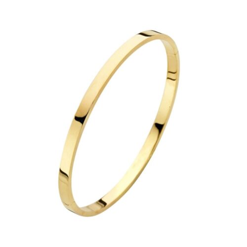 Fjory 14-karaats geelgouden slavenarmband, 4 mm breed vlak, ZK