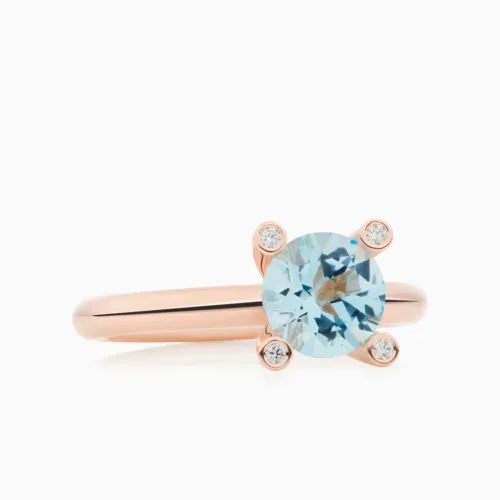 BRON, PHLOX RING met blauw topaas 8 mm, 0,05ct BR, 8RR4531BTBR