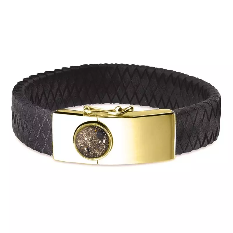 SEE YOU, LARGE CLASP LEATHER BRACELET BG-007-Black - Afbeelding 4