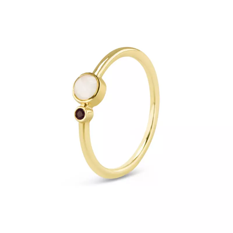 SEE YOU, SINGLE BAND BIRTHSTONE RING, 14 karaat geelgoud, met askamer - Afbeelding 6