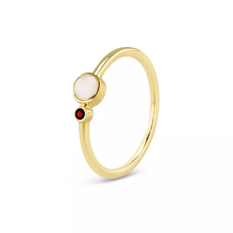 SEE YOU, SINGLE BAND BIRTHSTONE RING, 14 karaat geelgoud, met askamer - Afbeelding 7