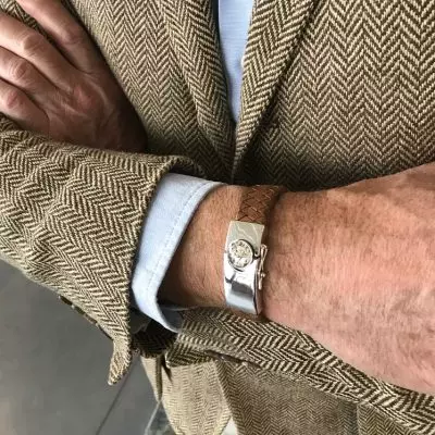 SEE YOU, LARGE CLASP LEATHER BRACELET BG-007-Black - Afbeelding 6