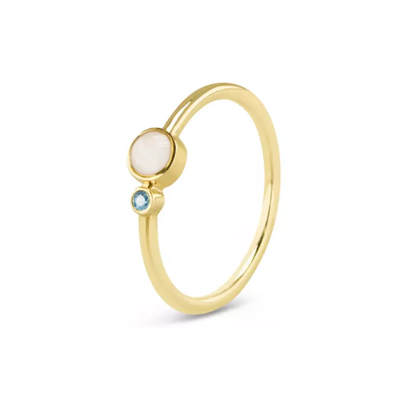 SEE YOU, SINGLE BAND BIRTHSTONE RING, 14 karaat geelgoud, met askamer - Afbeelding 14