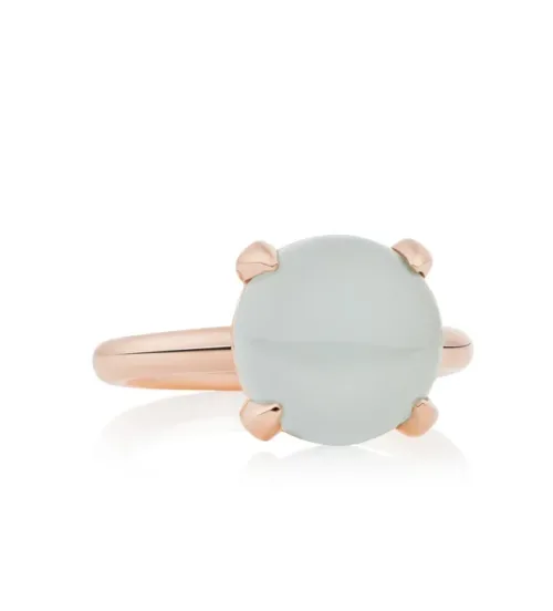 BRON, Catch ring met cabochon geslepen aquamarijn. 12mm, 8RR4783AQC