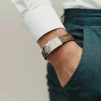 SEE YOU, LARGE CLASP LEATHER BRACELET BG-007-Black - Afbeelding 5