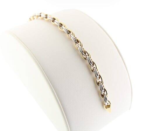 Fantasie armband, dubbel ovale schakel, bi color