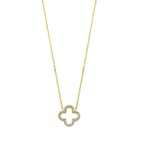 Vier de gelukkige momenten in het leven met onze prachtig ontworpen 14 karaat gouden Lucky Clover Diamond Necklace. Deze stijlvolle trendy ketting is niet zomaar een sieraad; het is een symbool van geluk en een uiting van jouw unieke stijl.