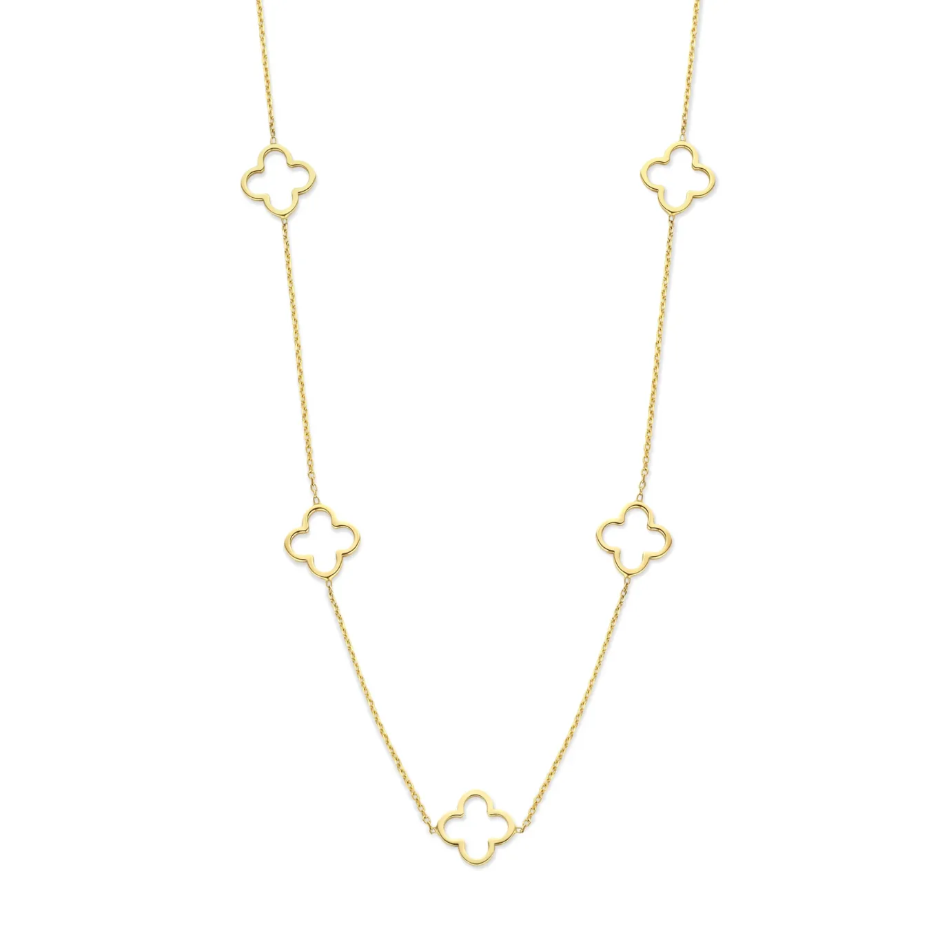 Vier de gelukkige momenten in het leven met onze prachtig ontworpen 14 karaat gouden Lucky Clover Necklace. Deze stijlvolle trendy ketting is niet zomaar een sieraad; het is een symbool van geluk en een uiting van jouw unieke stijl.