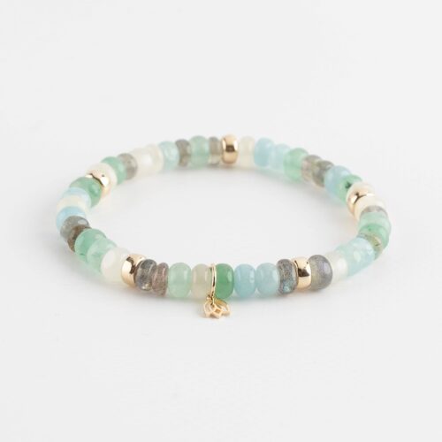 Y&G edelstenen Maansteen, Aquamarine, Aventurine & Labradoritearmband,