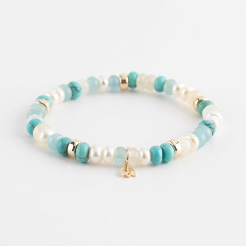Y&G edelstenen armband Parels, Aquamarine, Moonstone & Turquoisenen armband
