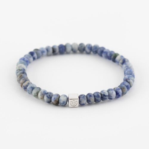 Y&G Sodaliet Edelstenen armband (6x4mm kralen) met 14k witgouden cube