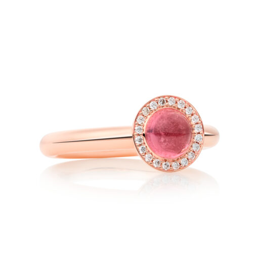 Bron Sushi ring met cabochon geslepen roze tourmalijn en diamant 8RR4931RTCBR