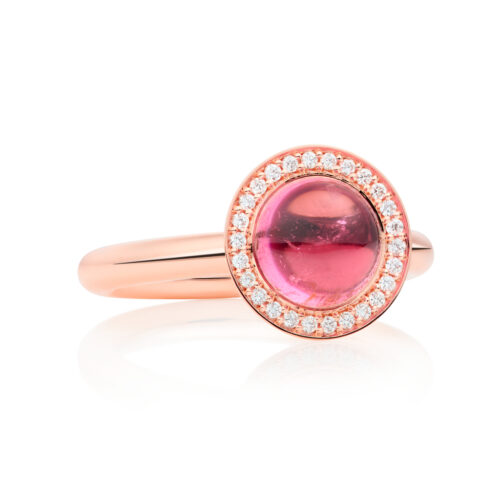 8RR4932RTCBR Bron Sushi ring met roze tourmalijn en diamant