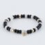 Y&G Black & White Edelstenen armband (6x4mm kralen) | Vijf 14kt gouden beads & tulp logo Onyx | Agaat