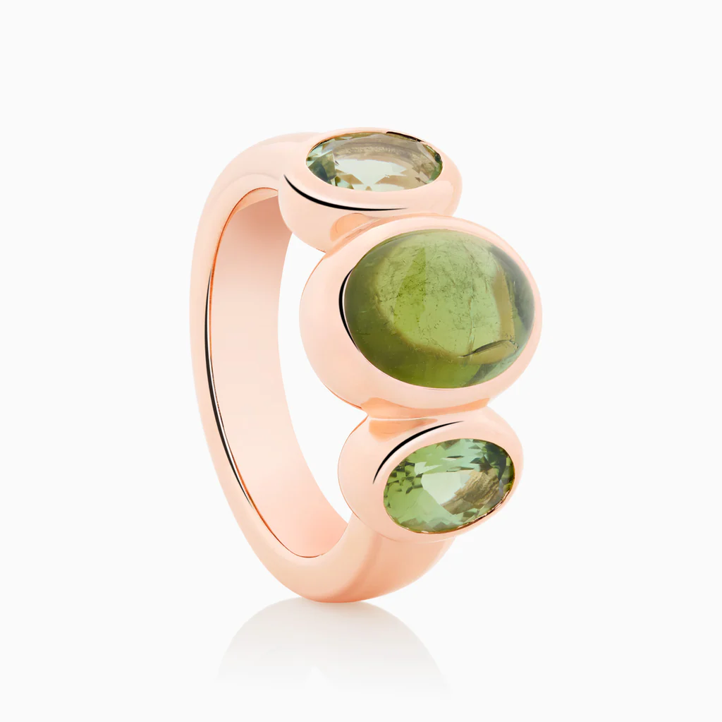 8RR4902GTCGT Bron Sushi ring groene toermalijn cabochon facet Bron Boutique