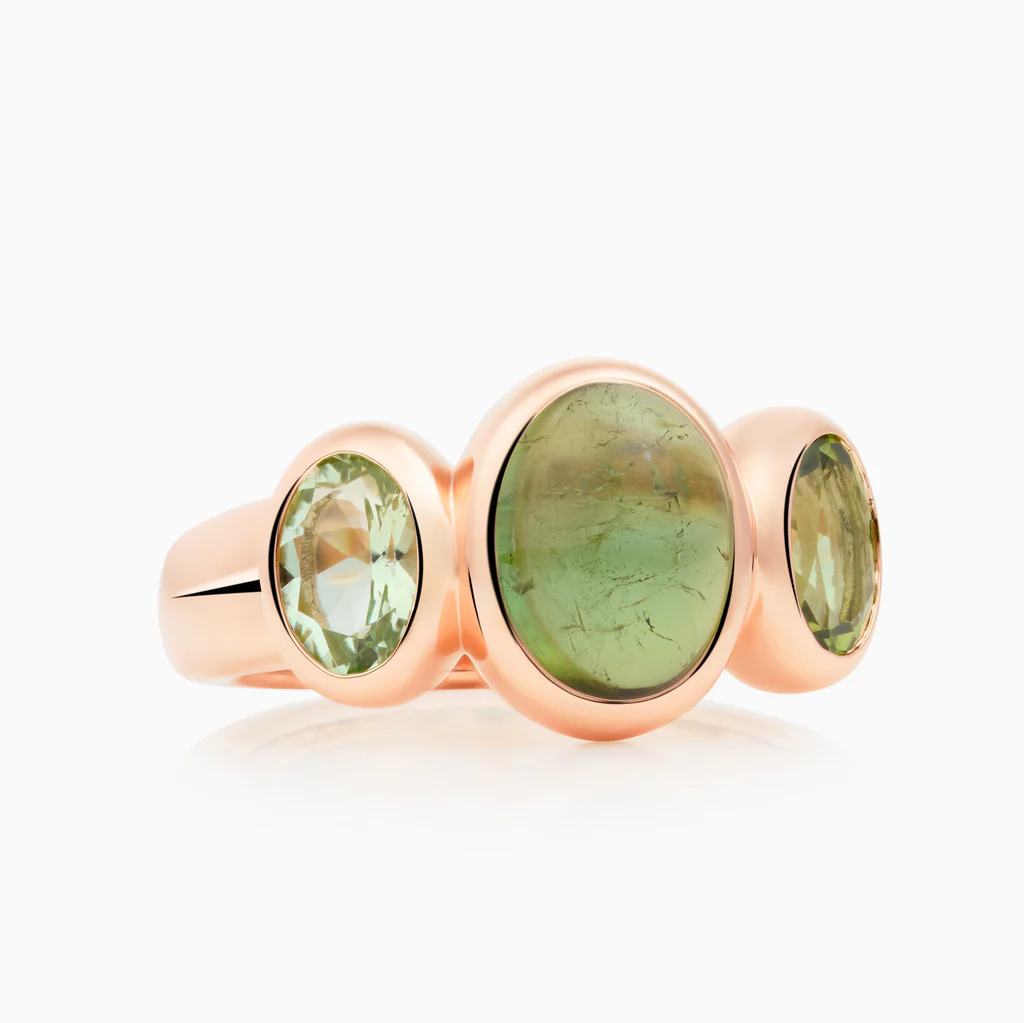 8RR4902GTCGT Bron Sushi ring groene toermalijn cabochon facet Bron Boutique