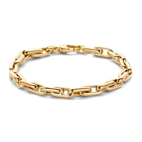 geelgouden-armband-2, geelgouden schakelarmband met soepele, ovale schakels.