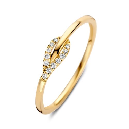 Ring geelgoud briljant 0.06 crt.Elegante geelgouden ring met fonkelende diamanten.