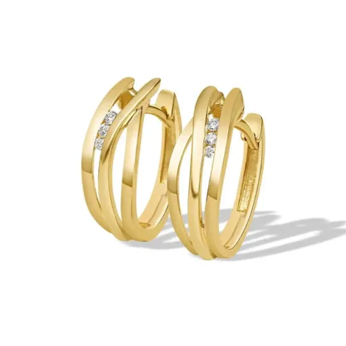 geelgouden-creolen-met-briljant, Fantasie Oorbellen 6-0.05 Crt, 14 Krt Geelgoud.