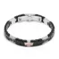 baraka-heren-armband, Heren armband van Baraka met 18karaat rosegoud, staal en zwart PVD en zwarte diamant 0.18ct BR214203RODN-18