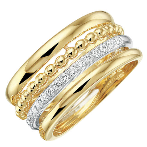 Prachtige 14karaat bi color ring met briljanten. Fantasie Combi Ring 19-0.17 Crt