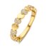 geelgouden-ring-met-0-09crt-briljant, Speelse ring met hartjes, waaran drie hartjes gezet met fijne diamanten. De ring is perfect te combineren met bijvoorbeeld een solitair, trouwring of aanschuifring.