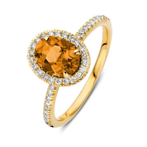 Ring geelgoud citrien + briljant, 123561/RG138286