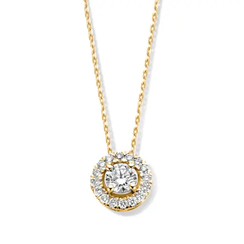 Lab diamanten geelgouden collier 0.75ct, 123629/CA15100075
