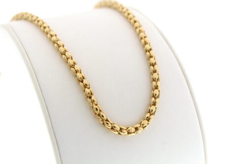 Geelgouden collier popcorn schakel