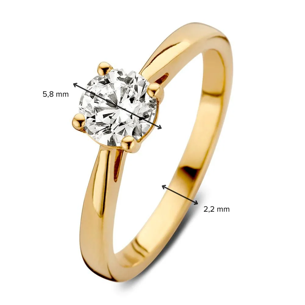 Lab diamant geelgouden ring 0.75ct