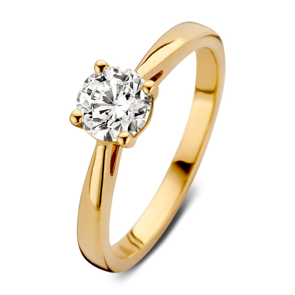 Lab diamant geelgouden ring 0.75ct