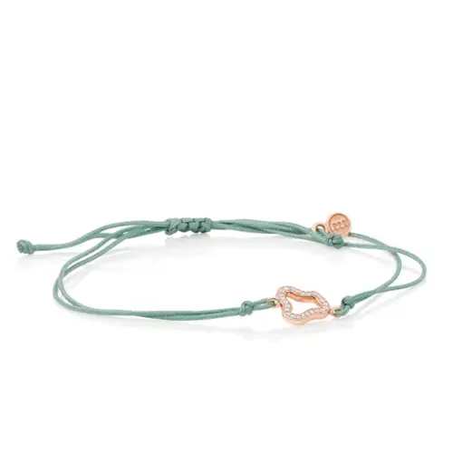 Bron koord armband met rosegoud en briljant, 8AR4048BR