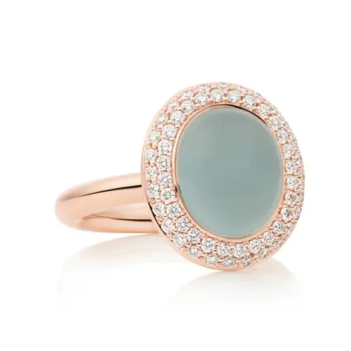 Bron rosegouden ring met Aquamarijn steen en diamant, 8RR4947AQCBR
